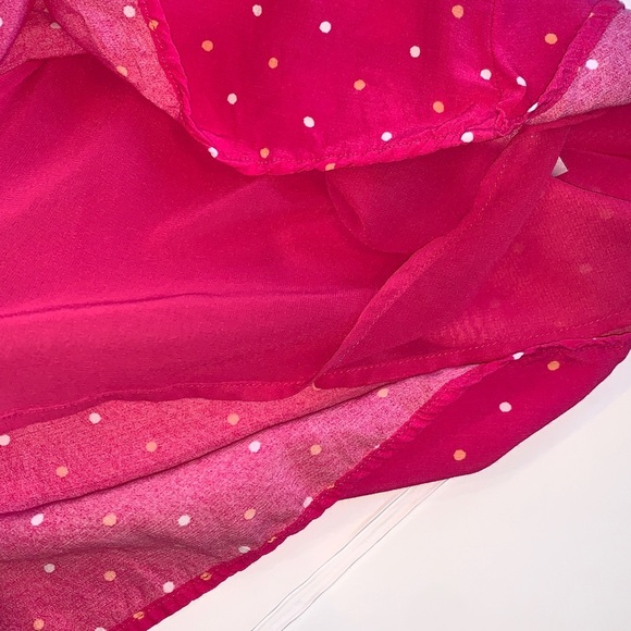 LOFT Polka Dot Bright Pink V-Neck Sleeveless Dress Women’s Large - Picture 9 of 9